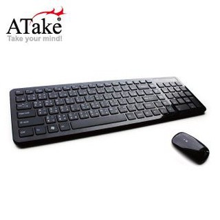 【全新】ATake 2.4G巧克力觸控鍵鼠組-黑