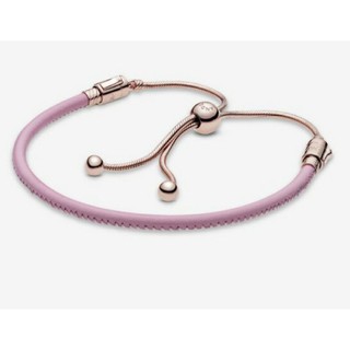 全新pandora 玫瑰金粉色皮革手鏈 Pandora Rose Slider Bracelet