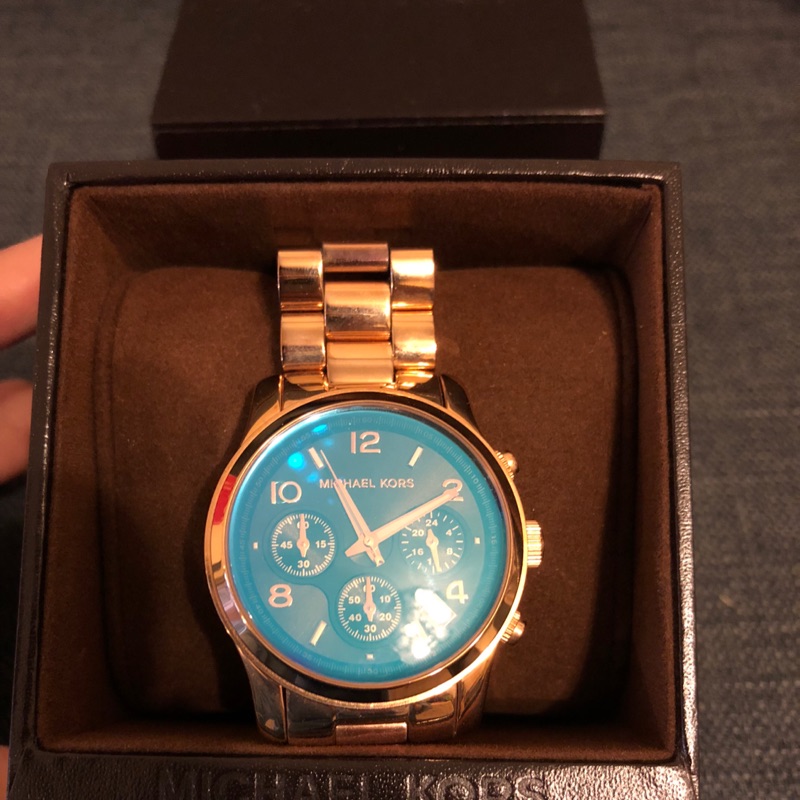 保證100%正品 MK Michael Kors 湛藍漸層色系 三眼玫瑰金錶帶 手錶 MK5940
