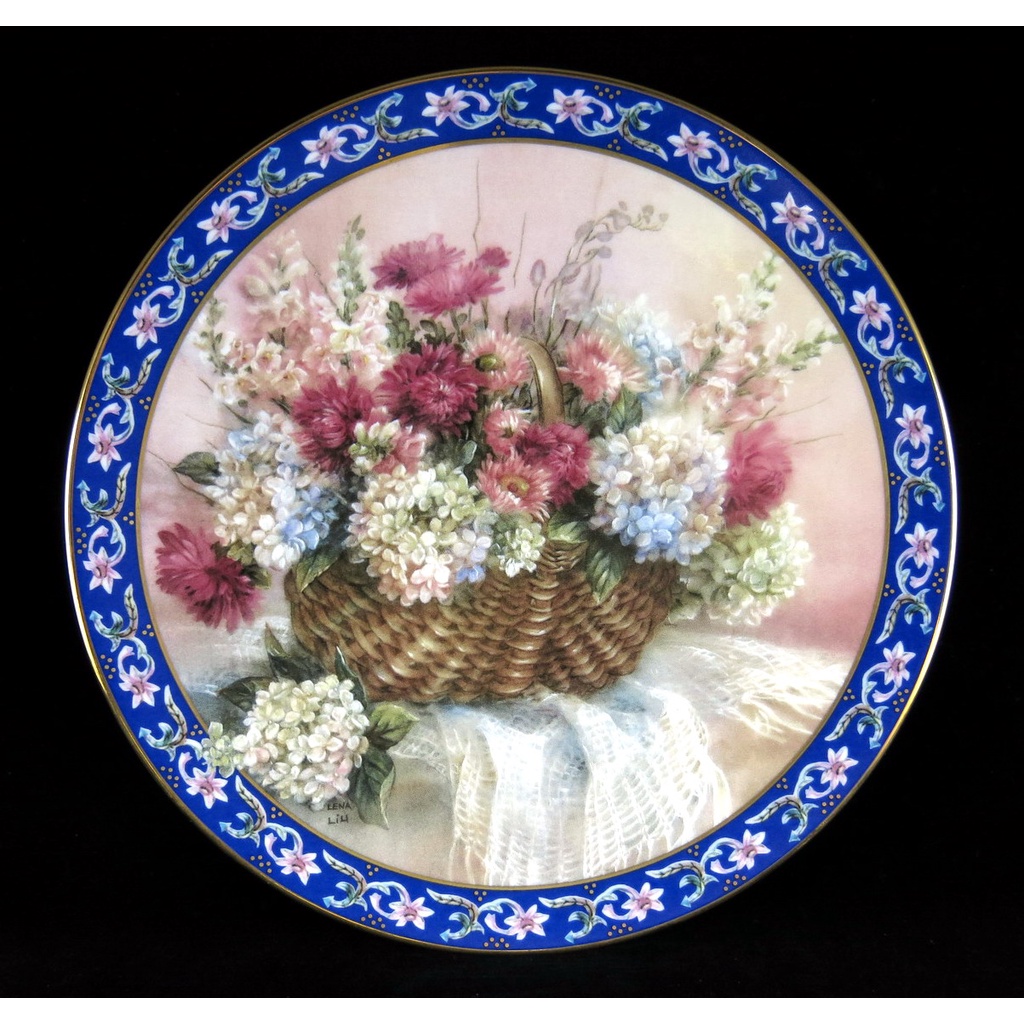 美國W S George 藝術家 Lena Liu 劉莉娜繁花似錦限量花卉瓷盤-F