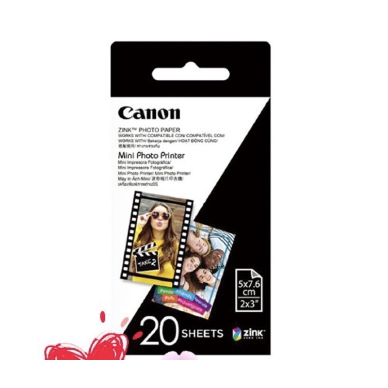 Canon Zink 2x3 迷你相印機 相紙 1盒 20張 適用Canon PV-123 Min 相印機 ZV-123