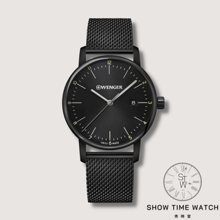 WENGER 瑞士威格 俐落美學紳士日期顯示腕錶-米蘭鋼帶/黑面黑 01.1741.137 [ 秀時堂 ]