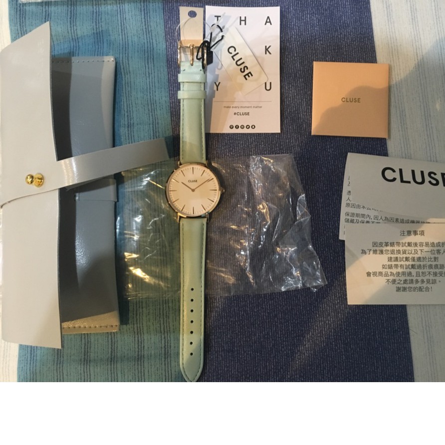 CLUSE荷蘭精品手錶 波西米亞玫瑰金系列 粉薄荷綠皮革錶帶手錶 38mm