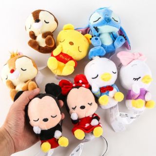 迪士尼Q版毛絨睡眠玩偶/迪士尼睡覺玩偶/閉眼米奇米妮小熊維尼唐老鴨史迪奇/填充玩偶/絨毛娃娃/毛絨玩具