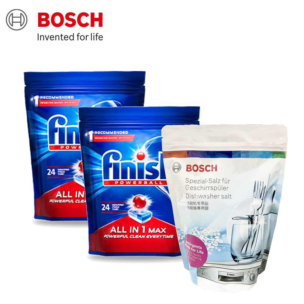 BOSCH 博世 洗碗機專用清潔劑簡化套餐 (多效合一洗碗錠2袋+軟化鹽1包) 廠商直送