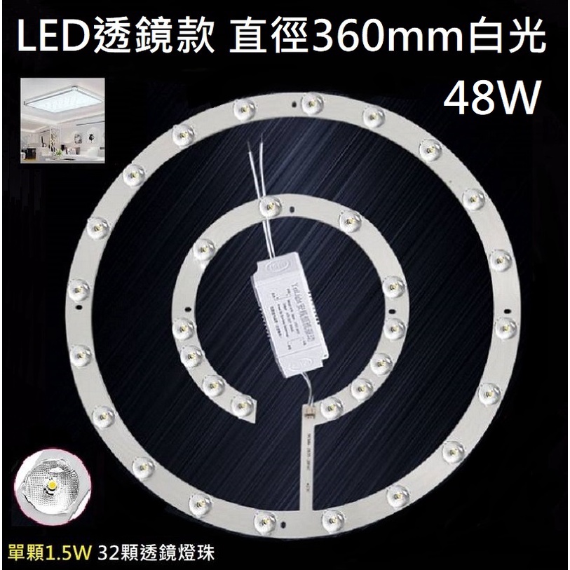 LED 吸頂燈 風扇燈 吊燈 圓型燈管改造燈板套件 2835 LED 帶透鏡 無暗區 不刺眼 48W 白光 110V
