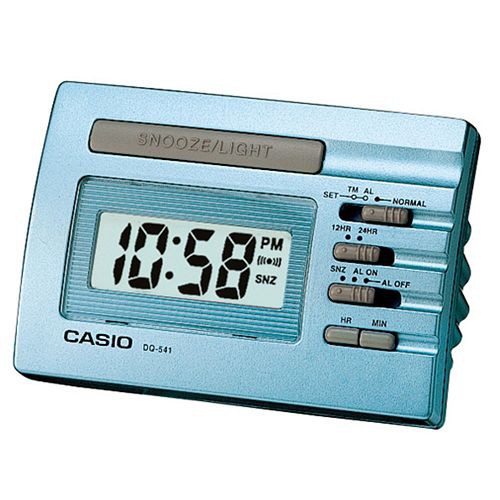 【CASIO】金屬色系實用貪睡桌上型鬧鐘-藍(DQ-541D-2)正版宏崑公司貨