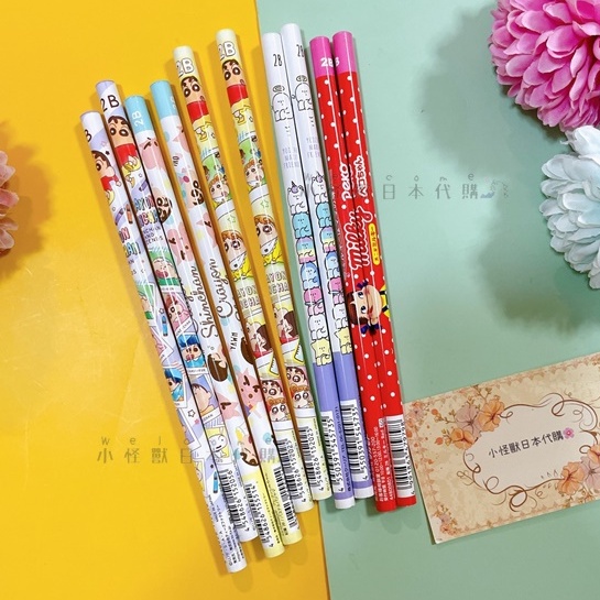 小怪獸日本代購🌸日本製 多款可愛卡通 2B 鉛筆 蠟筆小新 不二家妹妹 兒童鉛筆 好寫 筆 開學用品 文具 丸軸 小新