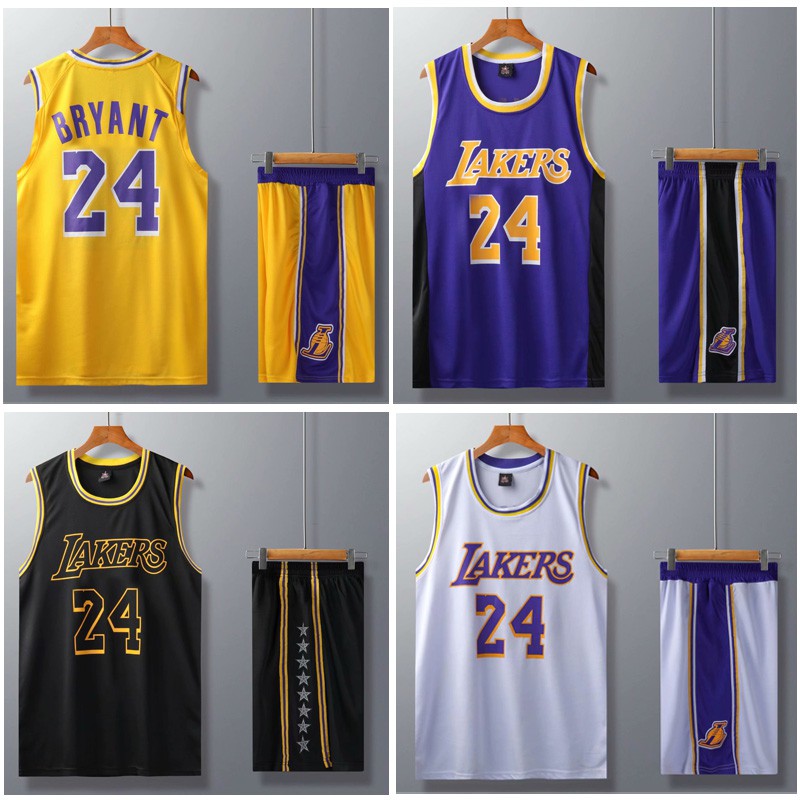 Nba 洛杉磯湖人隊球衣 24 Kobe Bryant 球衣男式上衣+短褲球衣套裝籃球製服套裝