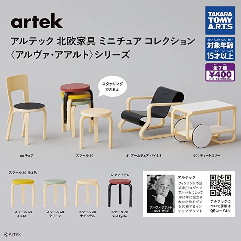 TTA 微縮 artek 北歐家具 椅子 扭蛋 全7種 轉蛋 室內設計 stool 裝潢 設計師 場景 凳子 傢俱 圓凳