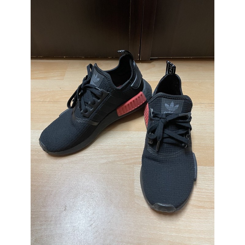 二手-愛迪達Adidas 男女 NMD R1 BLACK RED 黑紅 跑鞋-ART B37618