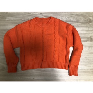 全新 螢光橘 短版毛衣/短版針織 衫 針織毛衣