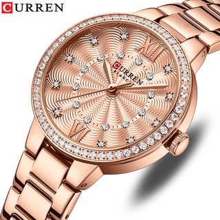 Curren 原創品牌女士手錶不銹鋼鑽石奢華錶盤時尚休閒百搭石英防水 9085 XS 無盒
