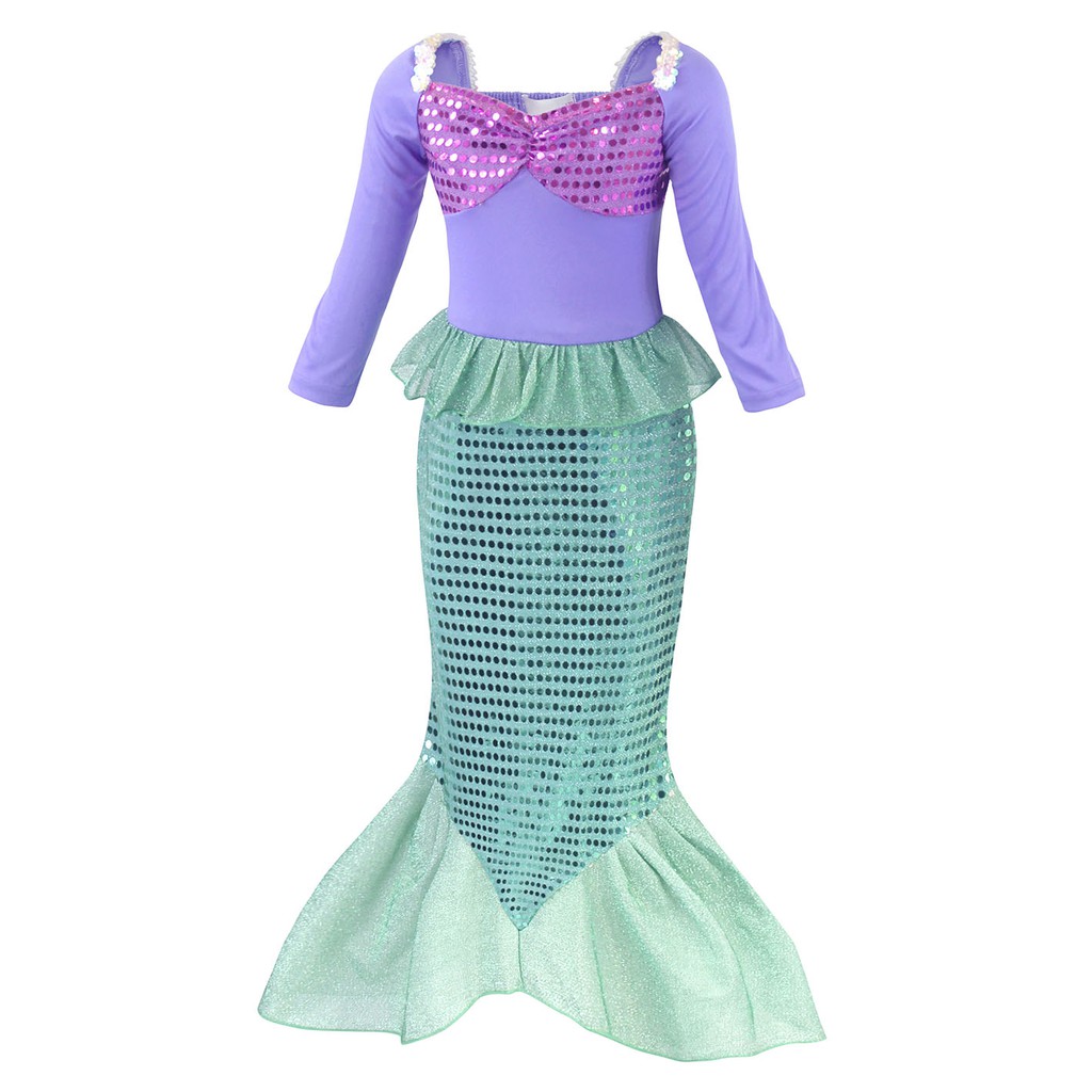 女孩小美人魚公主服裝兒童愛麗兒亮片裝扮生日花式派對服裝