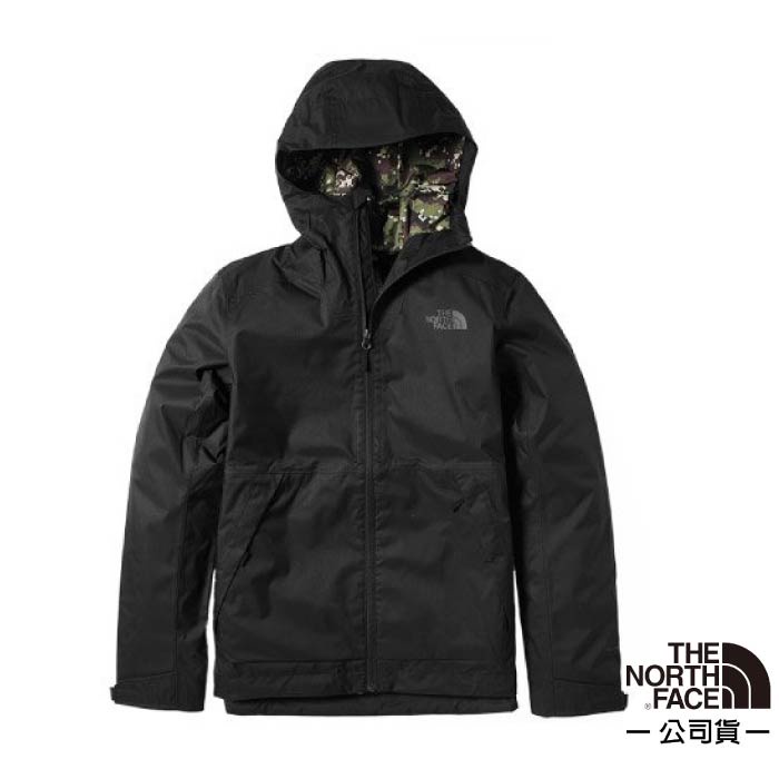 【美國 The North Face】男 防風防水透氣耐磨連帽外套 防風夾克 風雨衣 4NCM 黑迷彩 N