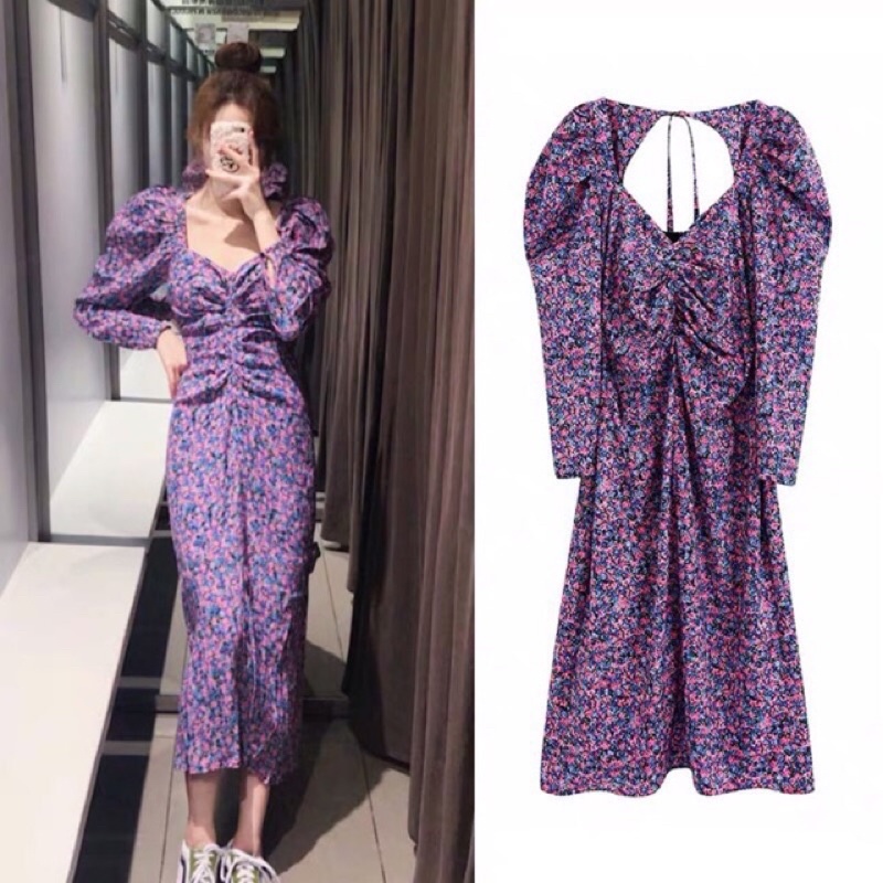 ［僅試穿］超好看泫雅同款 Zara 碎花洋裝