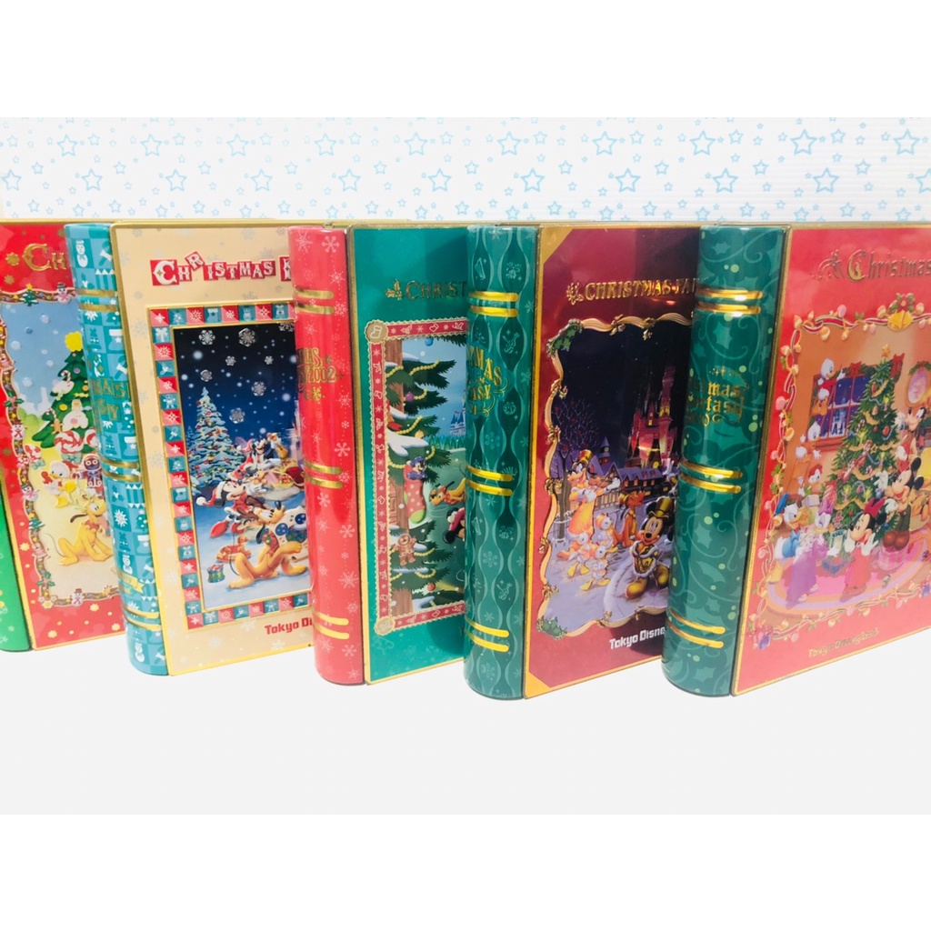 迪士尼 聖誕節 書本造型鐵盒 日本 樂園 收納盒 糖果盒 絕版 米奇 米妮 聖誕樹 唐老鴨 姪子 黛西 奇奇蒂蒂 城堡