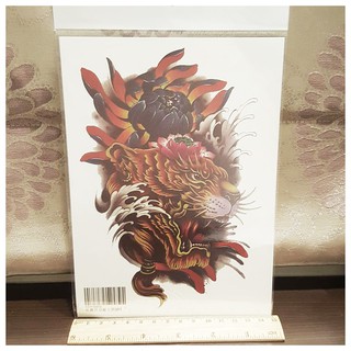 豹與花朵手臂大圖K03【WAWA TATTOO】男女防水DIY紋身貼紙刺青貼紙