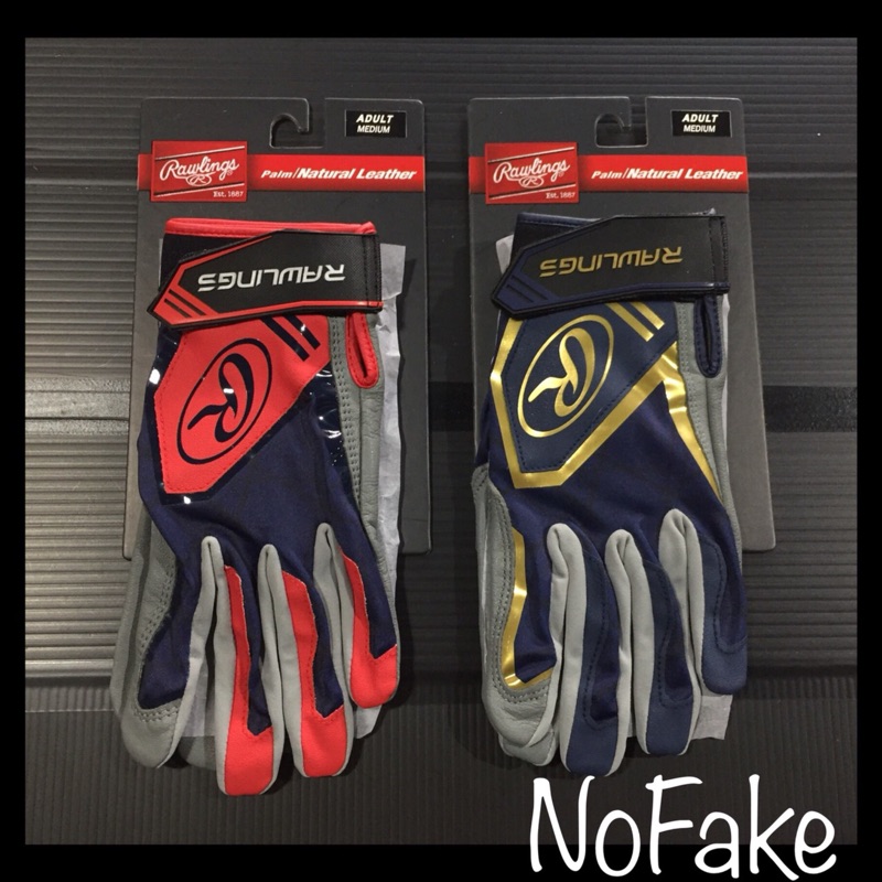【NoFake】Rawlings batting Gloves棒壘球打擊手套 羊皮-EBG8S01 紅色NRD 金色NG