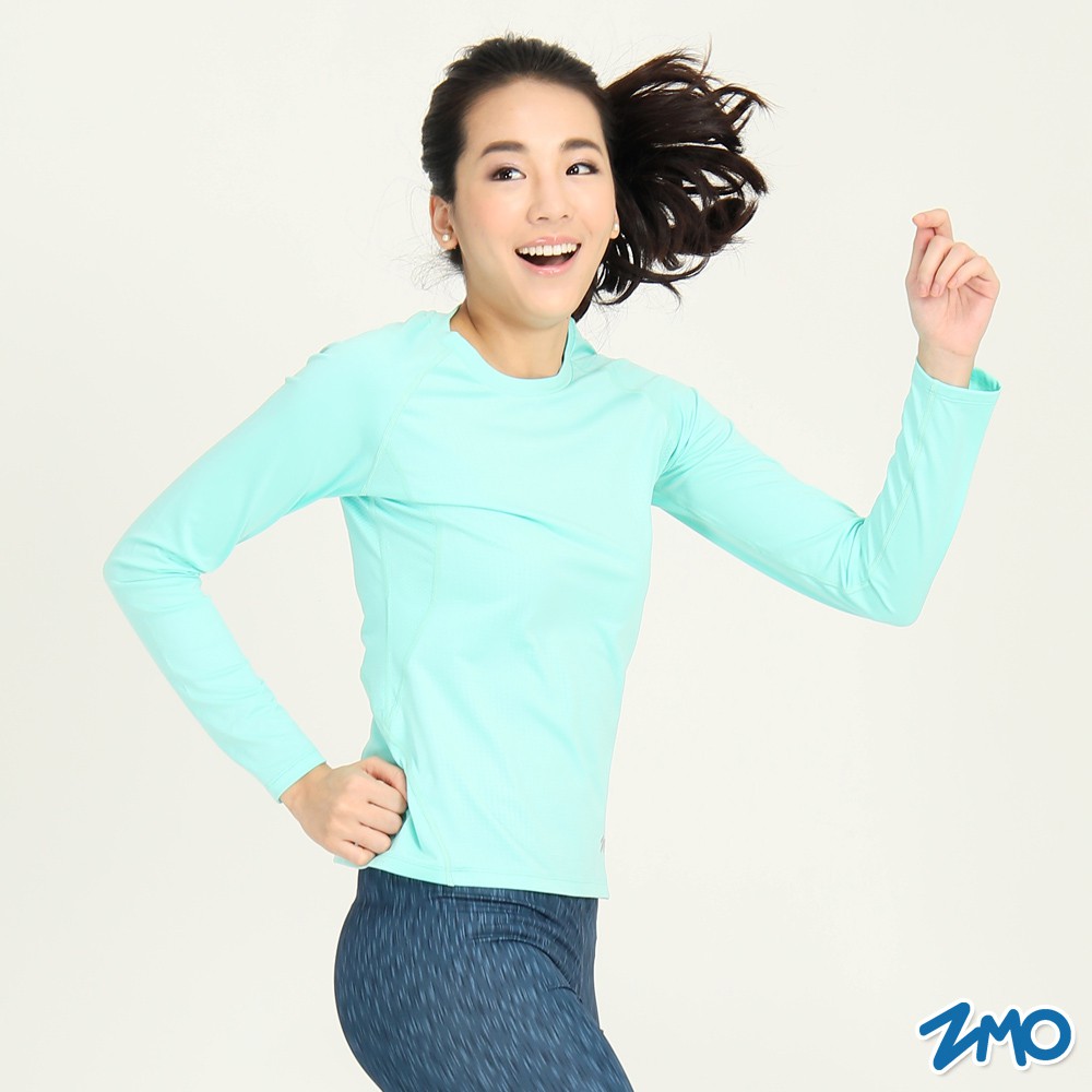 【ZMO】女夏季運動彈力長袖上衣 - 蘋果綠