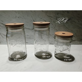 小瑕疵優惠區 Kelly 梅森罐16oz 24oz 天然竹杯蓋寬口 reCAP Ball Mason Jars 太空蓋