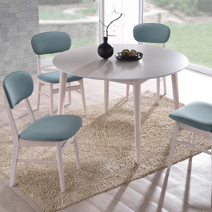 【新生活家具】《喬安》特價 餐桌 120公分 圓桌 會議桌 洗白色 實木腳 北歐風 圓形