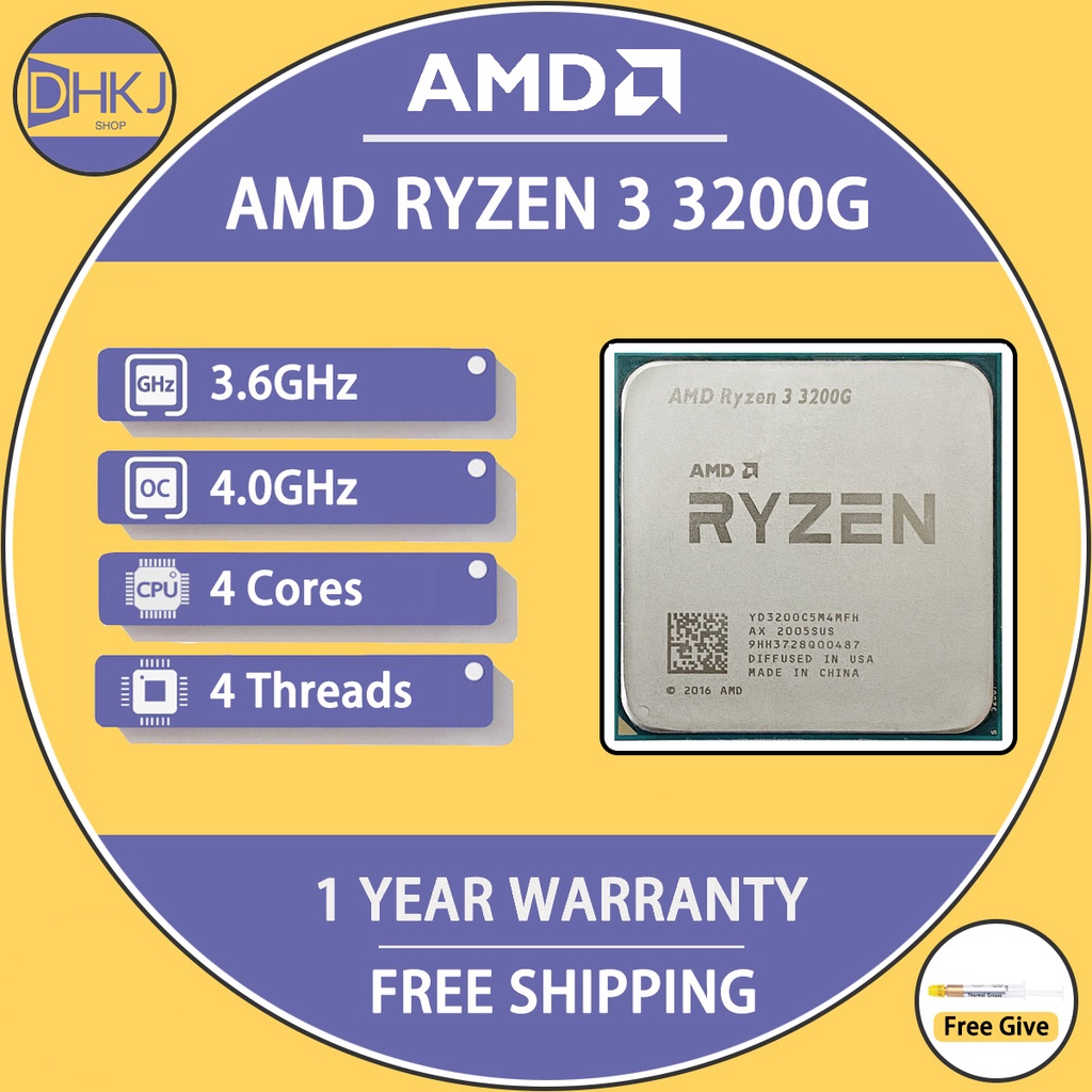 二手 AMD Ryzen 3 3200G R3 3200G 3.6 GHz 四核四線程 65W CPU 處理器 L3=4