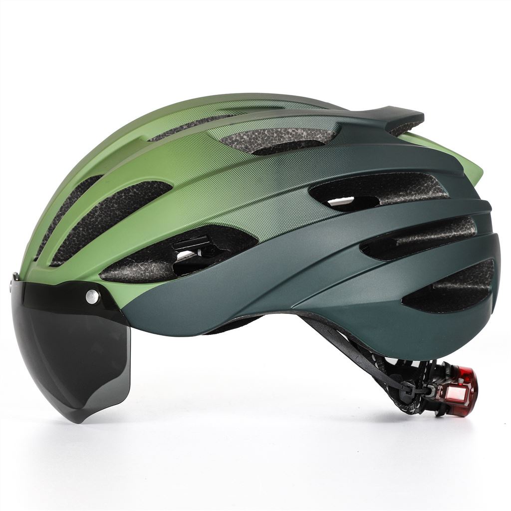 新款輕便舒適公路山地騎行頭盔風鏡一體成型騎行自行車頭盔 自行車安全帽 磁吸風鏡安全帽 公路車安全帽 單車安全帽 漸變色