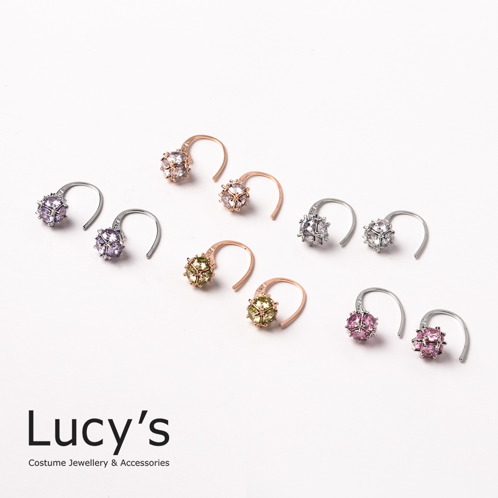 Lucy's 精緻方鑽小垂墜耳環(多色) - 2.3cm(58208-58213/36960-36965/61313)
