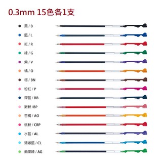 【漢霖】PILOT 百樂 coleto 0.3變芯筆芯15色各1支(0.3mm)