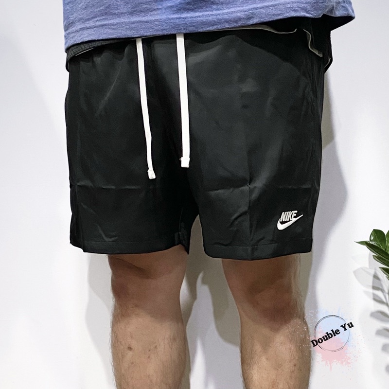 DY• NIKE NSW SHORT 短褲 黑色 膝上 尼龍 海灘褲 刺繡小勾 抽繩 後口袋 男 AR2383-010