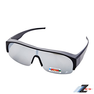 【Z-POLS】新一代半框包覆式設計 抗UV400頂級Polarized寶麗來電鍍水銀黑偏光眼鏡(消光黑 近視族必備款)