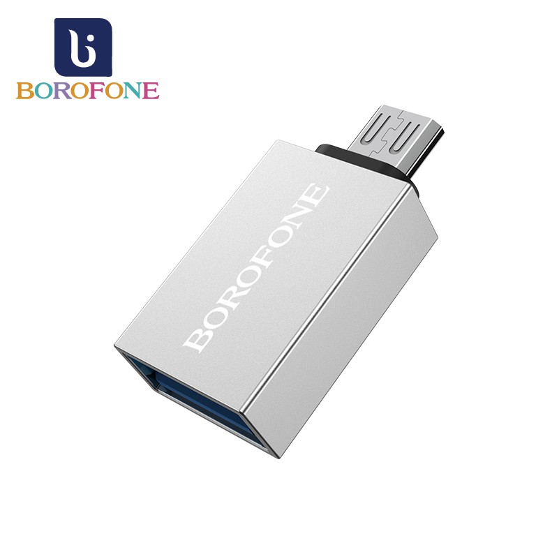 Borofone BV2 Micro USB OTG 轉接頭 銀色【酷瘋】