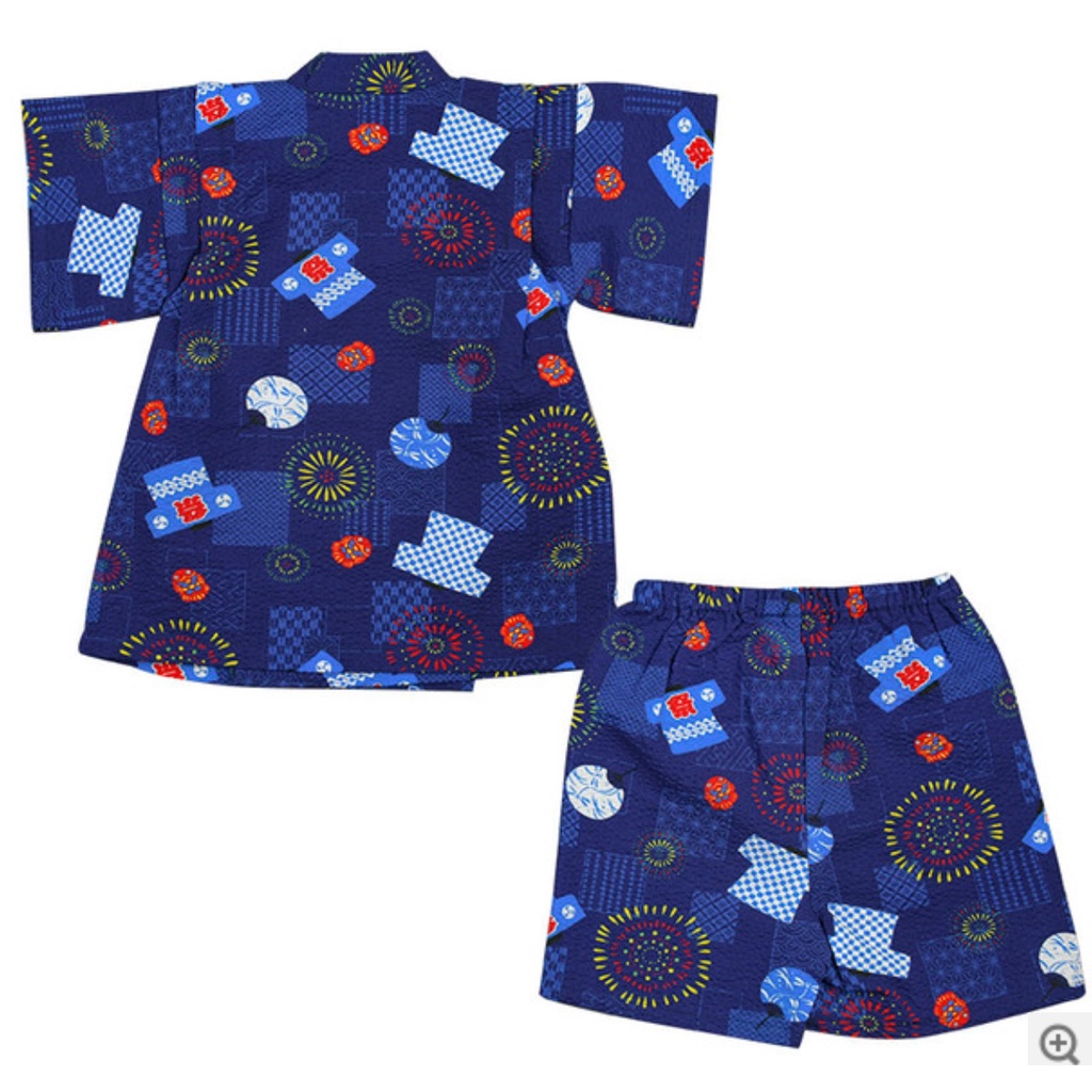 全新日本購回 阿卡將正品日本製男童花火祭字柄藍色甚平 浴衣100 竹節棉紗花火大会 お祭りはもちろん 蝦皮購物