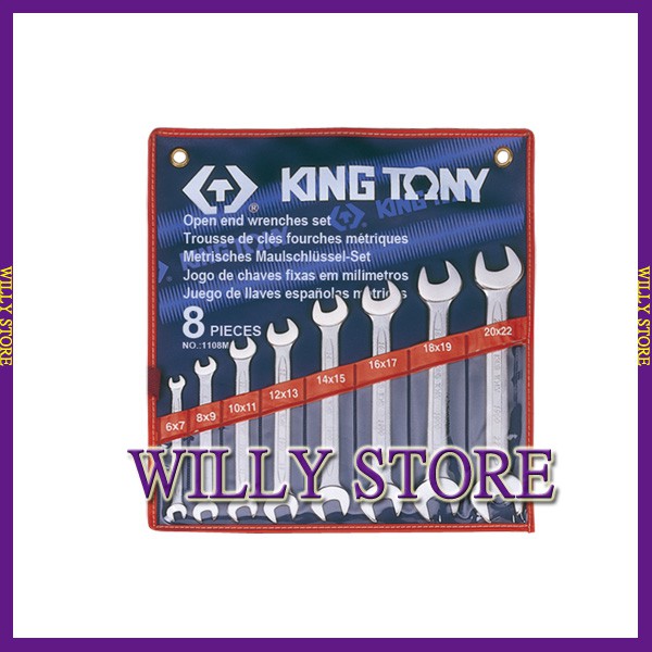 【WILLY STORE】KING TONY 1108MR 公制 8件式開口扳手 6~22mm 梅開板手組 梅花板手