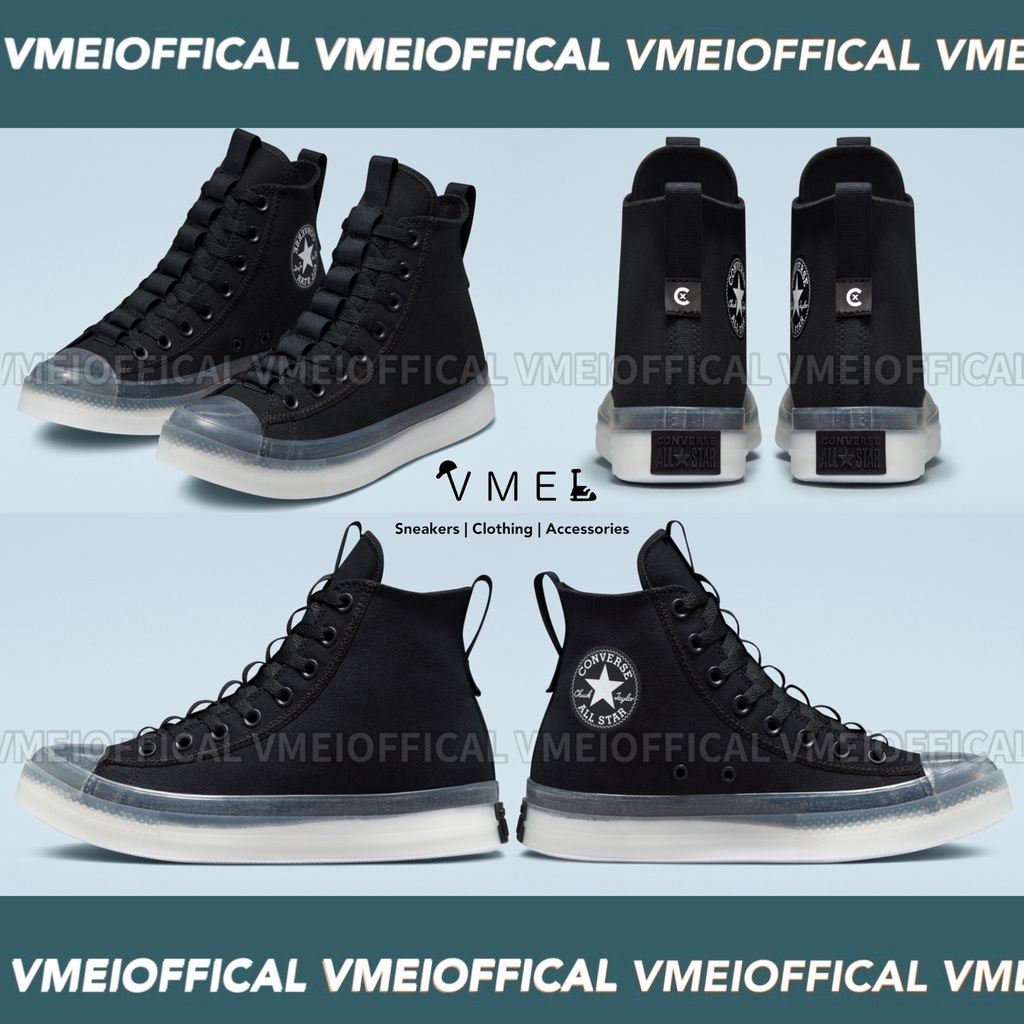 【VMEI】Converse CTAS CX Explore Hi 全黑  透明底 高筒帆布鞋 男女段 A02411C