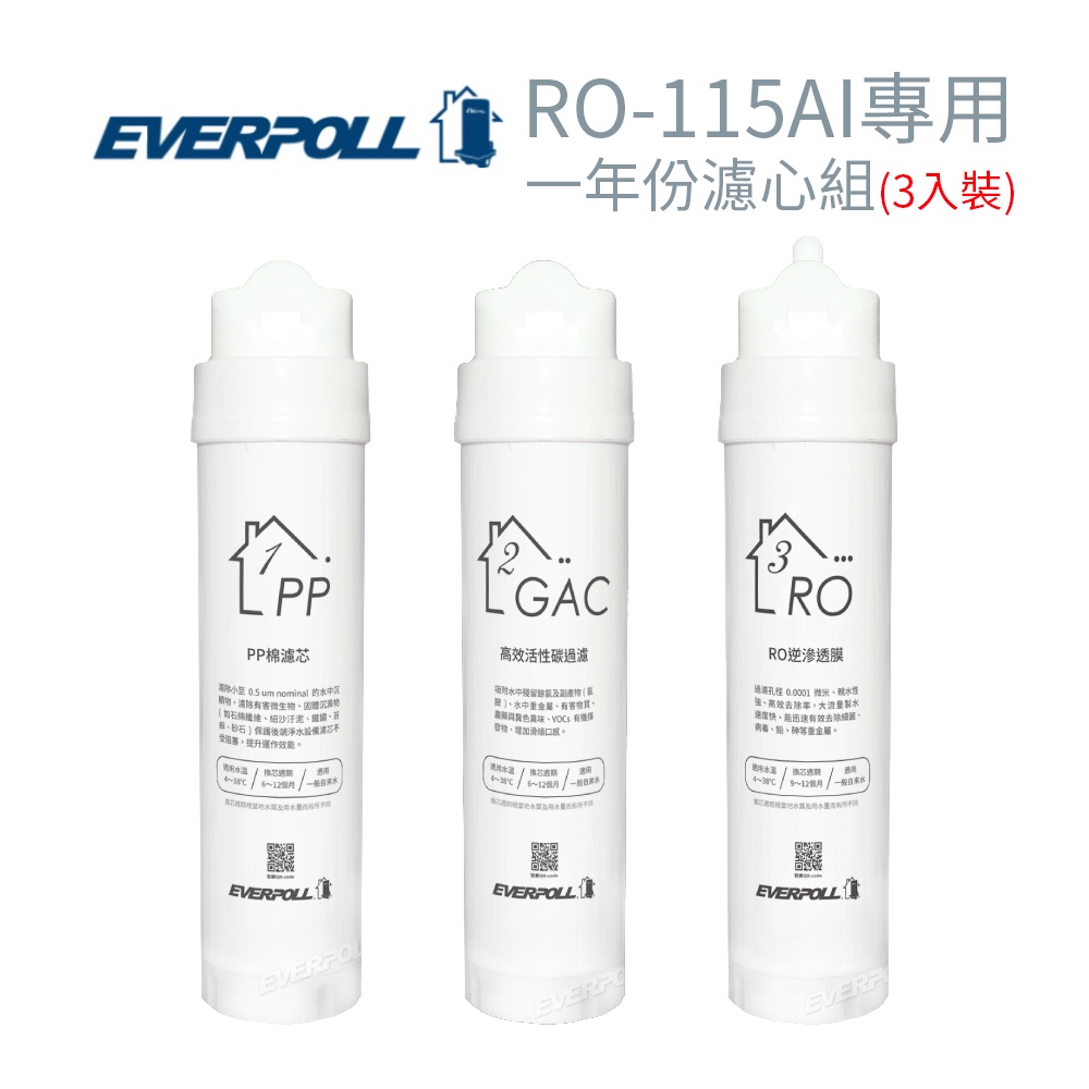 【EVERPOLL】RO-115AI專用 一年份濾心組 (3入裝)