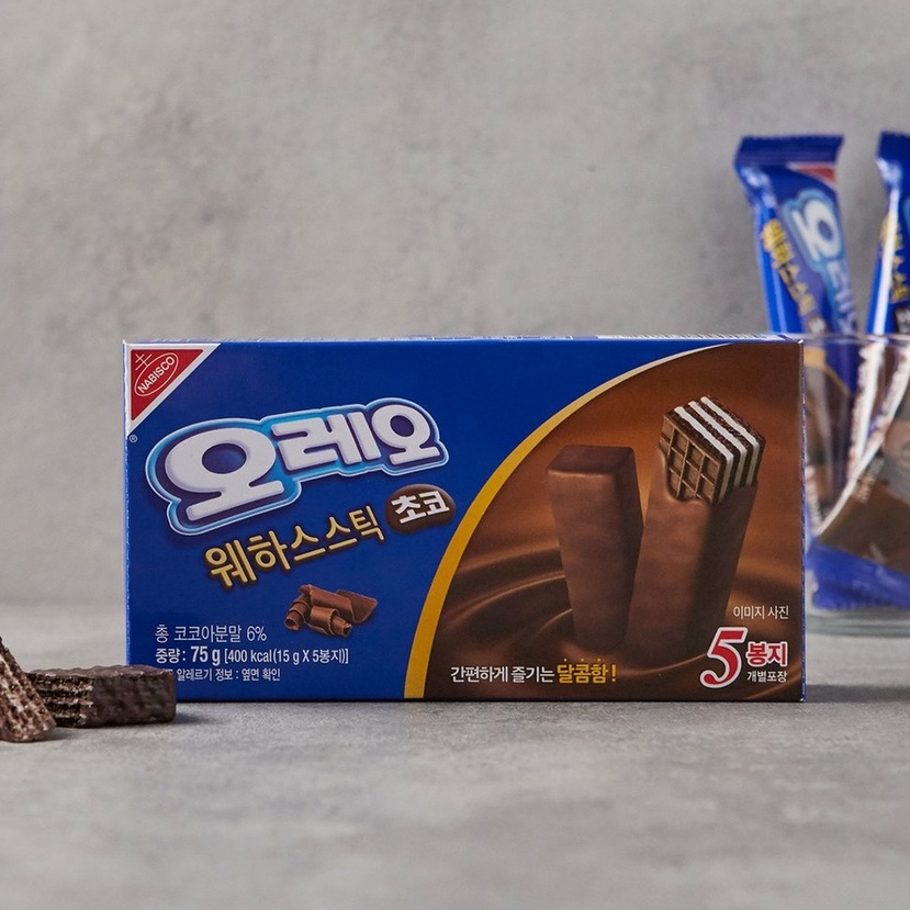 現貨)韓國 OREO 巧克力威化夾心餅乾 奧利奧 威化餅 巧克力餅乾 15g*5入 75g 韓國零食 代購