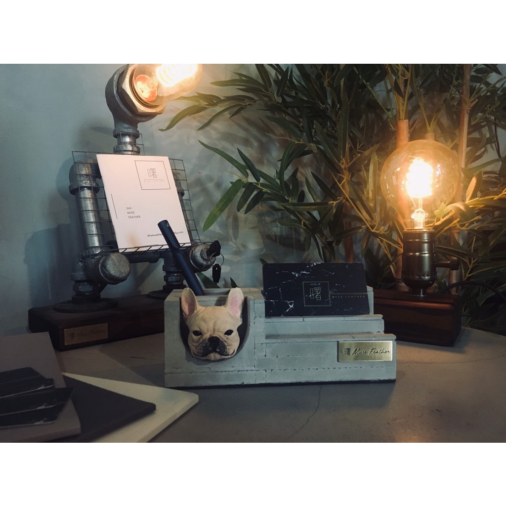 曙MUSE｜法鬥水泥雙層名片架 原創 手作 造型 燈泡 禮物 小物 創意 居家擺飾 手機架 杯墊架 辦公室 擴香石