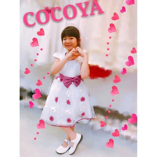 COCOYA童裝禮服[臺灣實體店面現貨）女大童中童款白紫繡花緞帶禮服】女童禮服 花童禮服 音樂會鋼琴禮服 有袖童裝禮服
