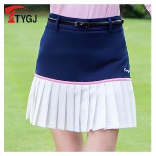 TTYGJ GOLF春夏季高爾夫女短裙 修身運動網球羽球百褶半身防走光裙子 包臀拼色百褶運動短裙 防走光 女生短裙