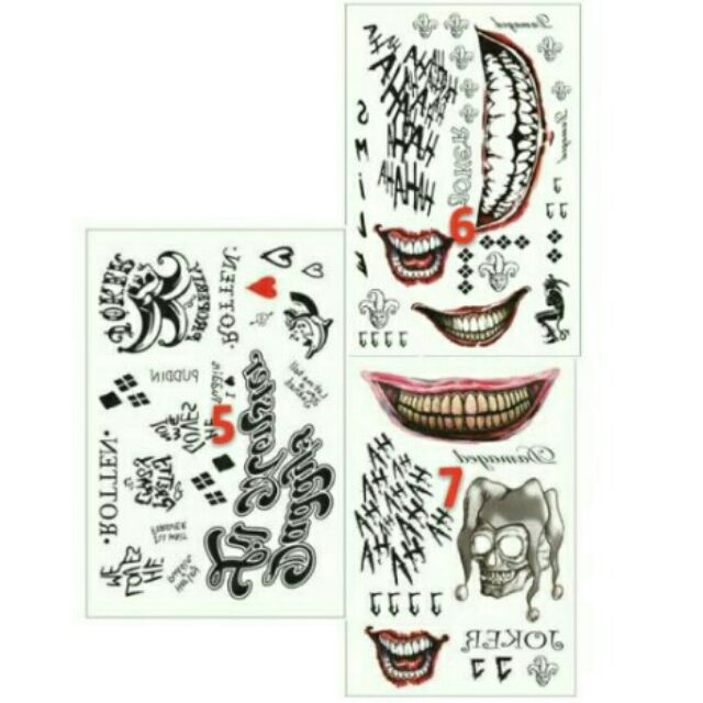 「現貨」等身-紋身款，每款單售-自殺突擊隊刺青紋身貼紙，小丑女、小丑男，哈莉奎茵-紋身貼紙