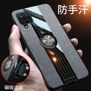 時尚布紋殼 三星 Galaxy M12 手機殼 保護殼 磁吸車用指環支架 透氣散熱 防汗 手機套
