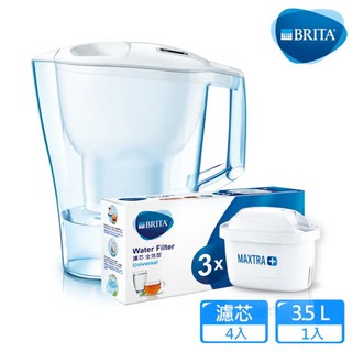 【德國BRITA】Aluna 愛奴娜濾水壺(海島藍)+3入Maxtra Plus全效型濾芯(共4芯)