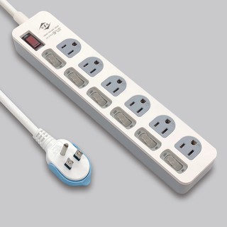 威電 延長線 最新安規 CK3763 過載斷電7開6座電源線組 6尺/9尺