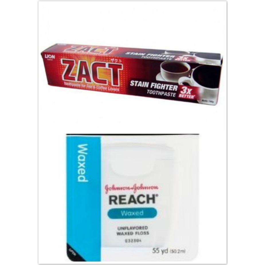 ZACT漬脫牙膏190g*3+REACH 牙線(55碼)*3