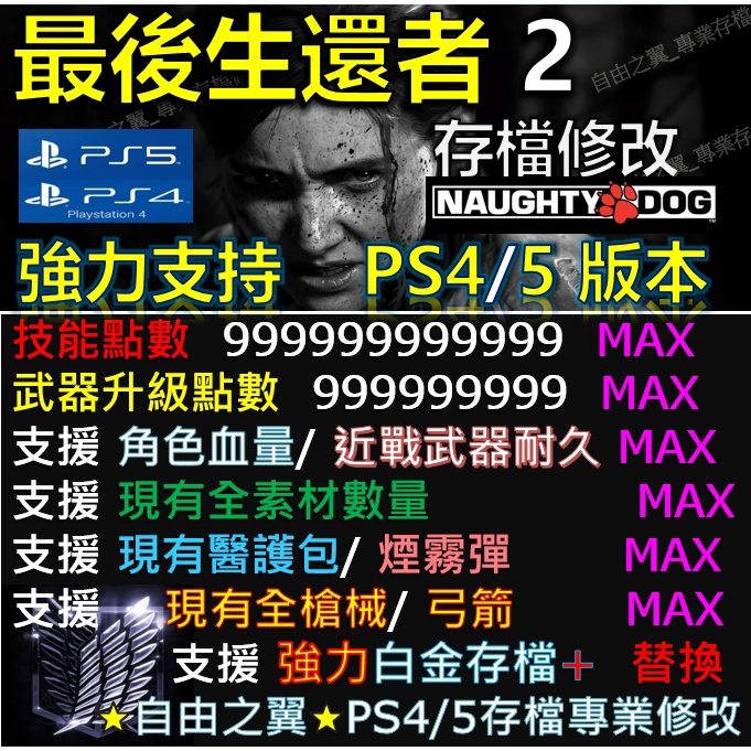 【PS4】【PS5】最後生還者 2 二部曲 -專業存檔修改 Save Wizard 最後生還者2 最後 生還者 修改