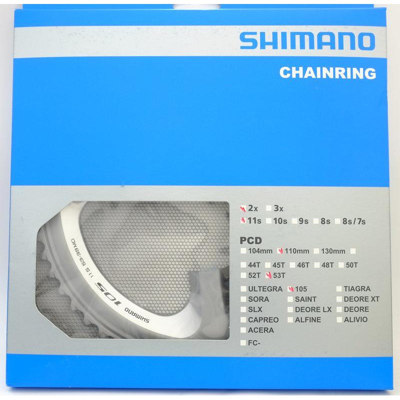 Shimano 105 FC-5800 2x11速 53T 齒片，銀色，用於53-39T大齒盤