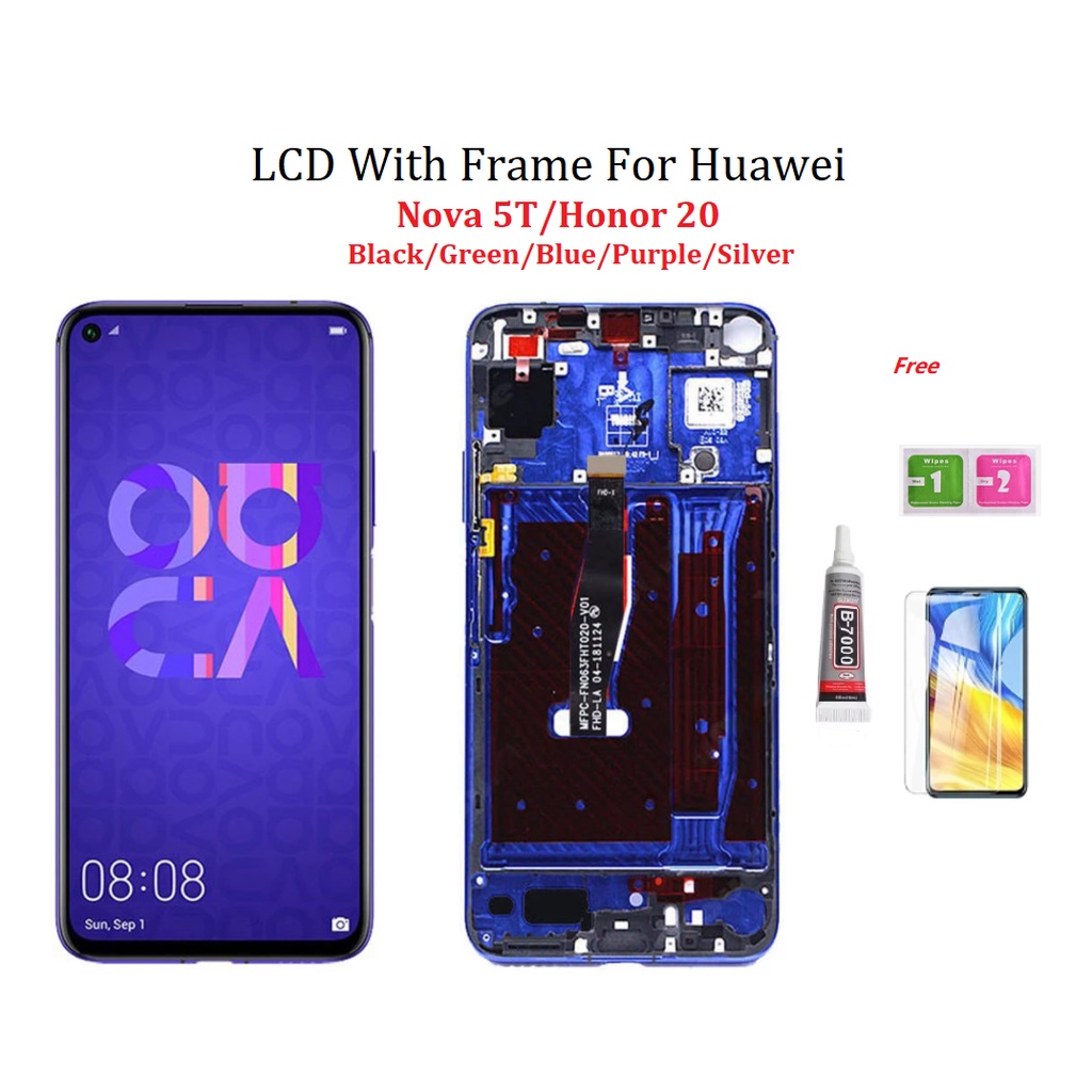 帶框螢幕總成兼容華為 Huawei Nova 5T Honor 20 LCD 屏幕總成 螢幕總成 液晶面板