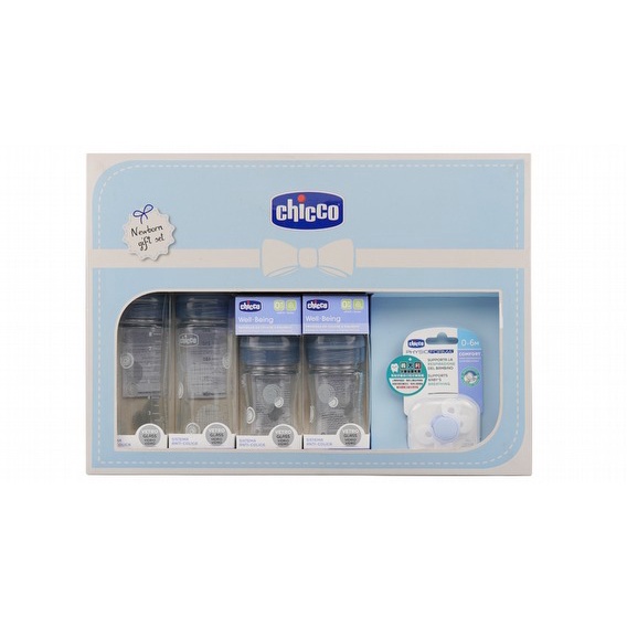 chicco舒適哺乳玻璃奶瓶彌月禮盒